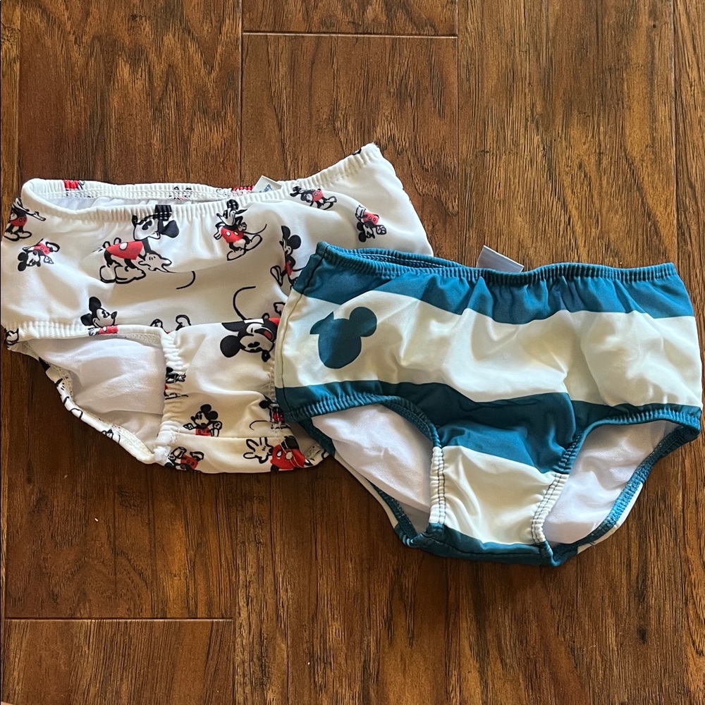 Junk Food Mickey Mouse Kids Swim Diapers - White and Blue